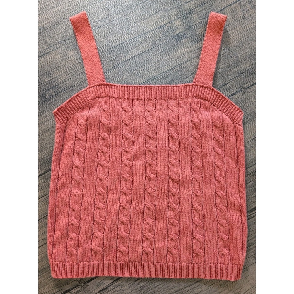 Joie Knit Sweater Tank Top Women's Small Coral Cable Knit Square Neck